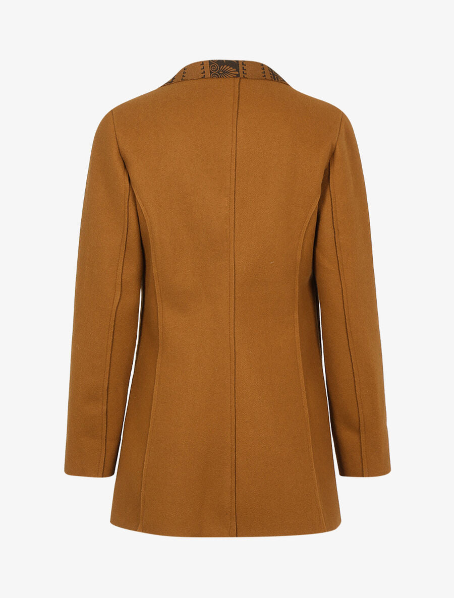 Manteau fin à intérieur imprimé - Camel - 2
