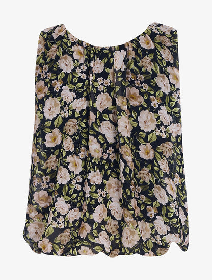 Top à imprimé fleurs et feuillages - Noir - 2