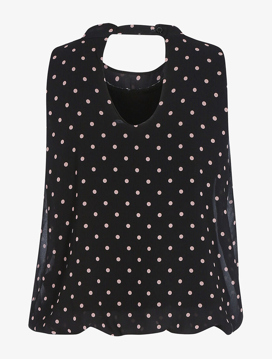 Top à imprimé pois - Noir - 2