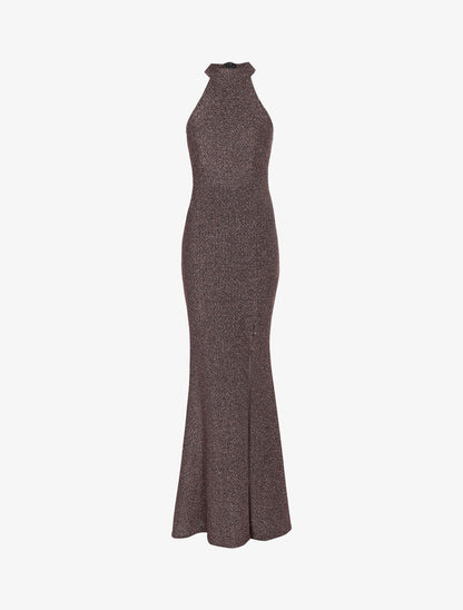 Robe sirène pailletée à encolure américaine - Rose - 1