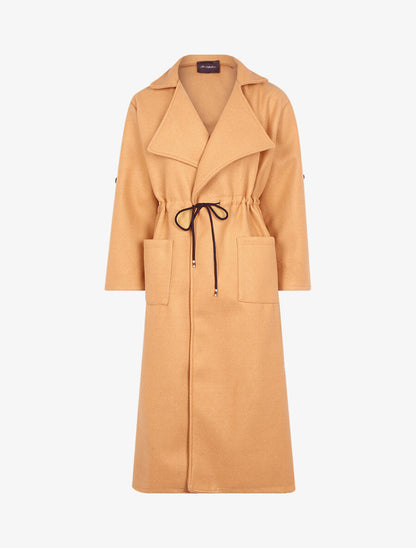 Manteau long à cordons de serrage - Camel - 1