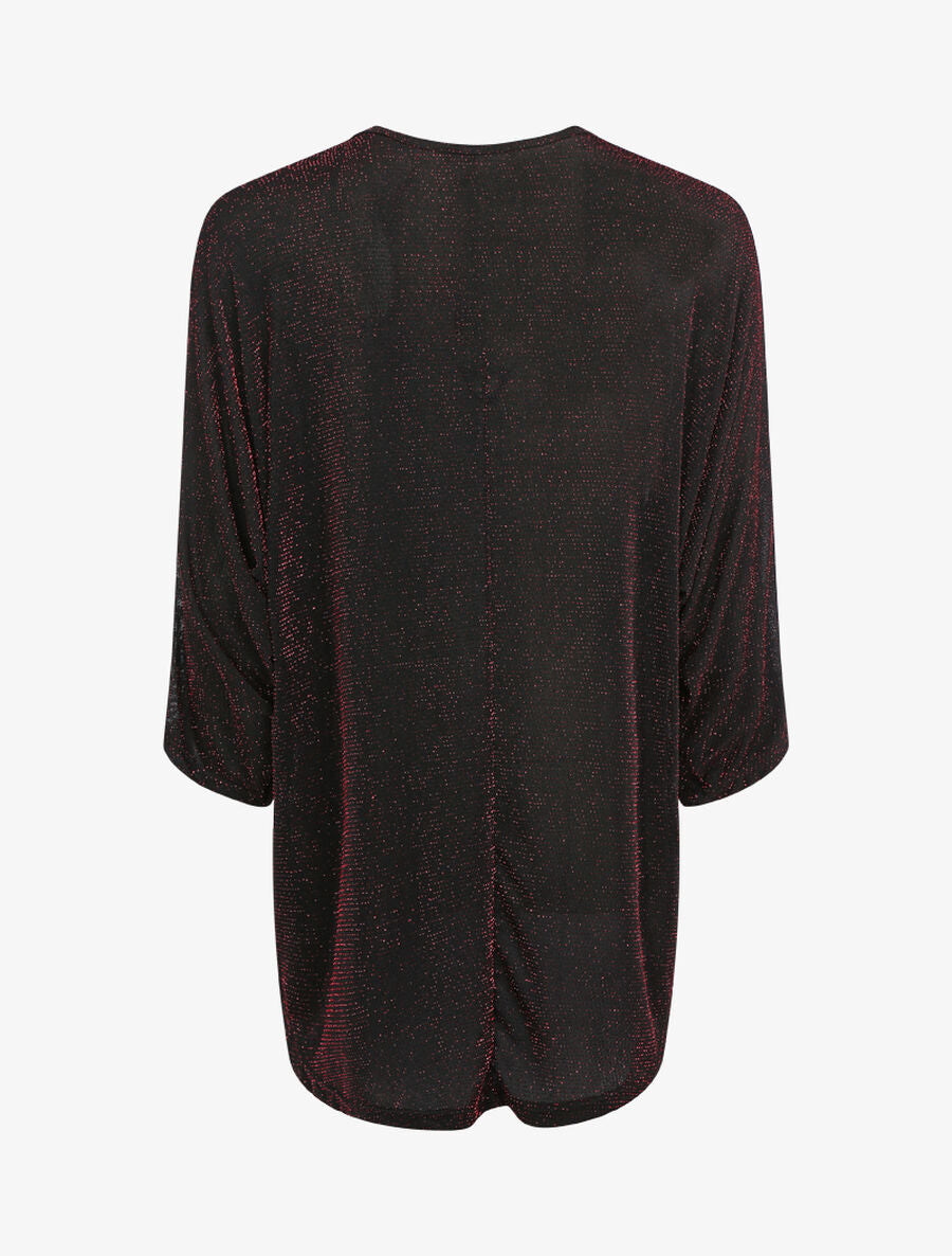 Top dolman pailleté à encolure zippée - Rouge - 2