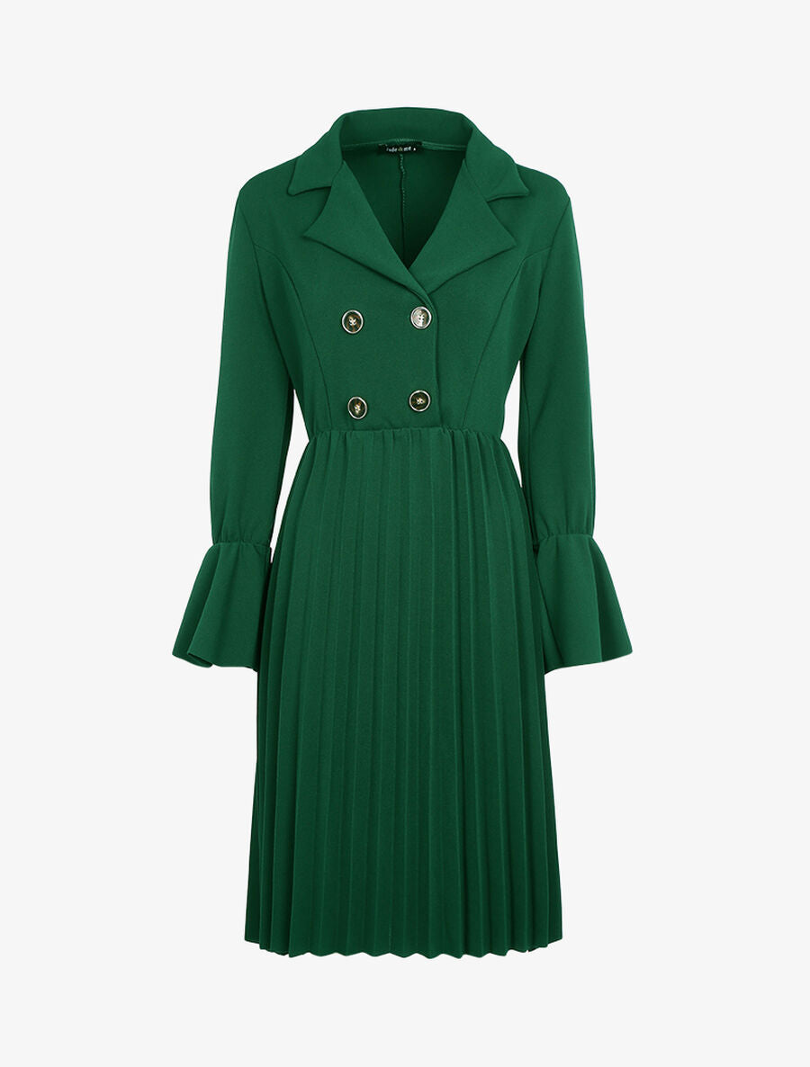 Robe style officier à bas gaufré - Vert - 1