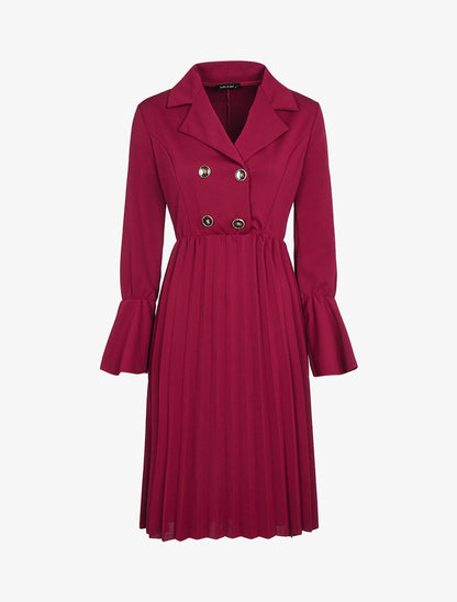Robe style officier à bas gaufré - Lie de vin - 1