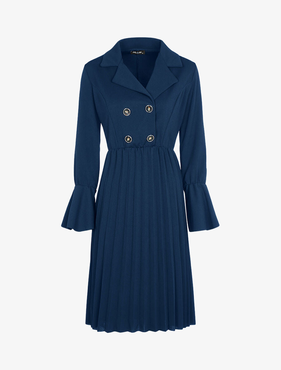 Robe style officier à bas gaufré - Marine - 1