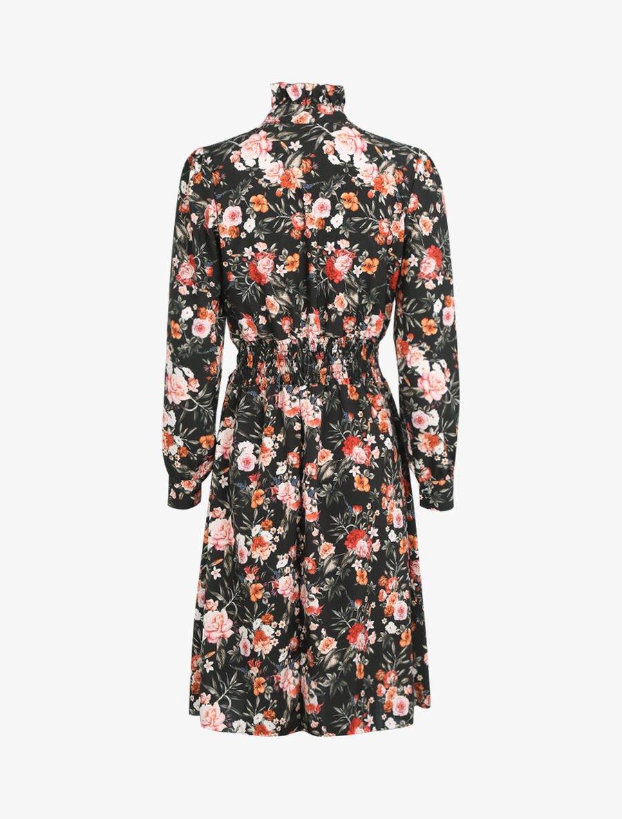 Robe à col montant et lavallière - Noir - 2