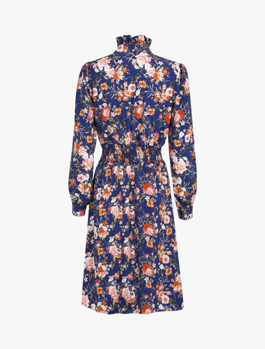 Robe à col montant et lavallière - Bleu - 2