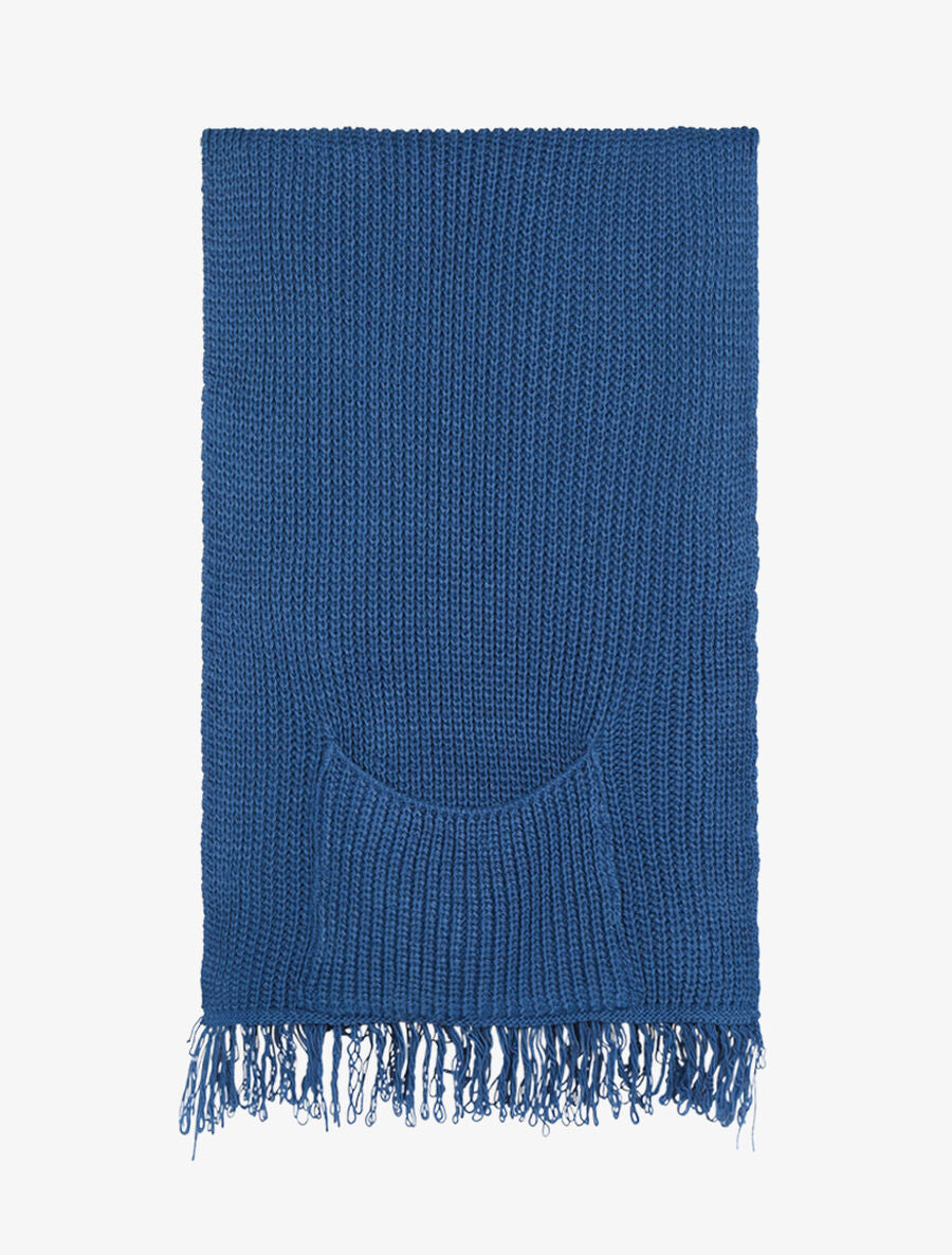 Poncho style écharpe à poches - Bleu charrette - 3