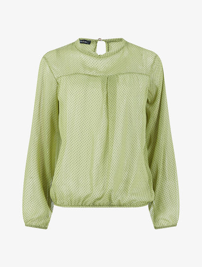 Blouse en voile transparent à pois - Vert - 1