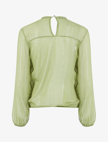 Blouse en voile transparent à pois - Vert - 2