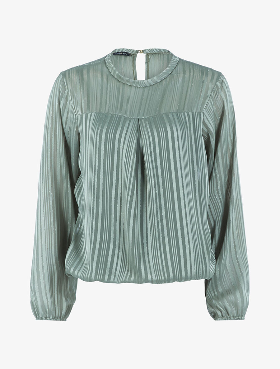 Blouse en voile fin coupe boule - Vert - 1
