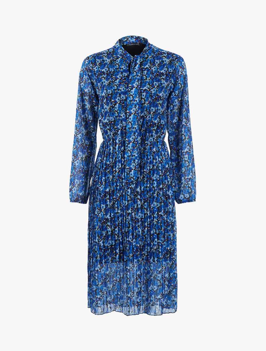 Robe longue fleurie - Bleu - 1