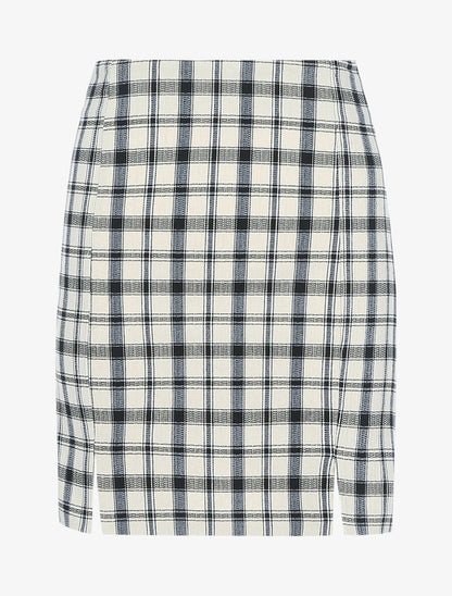 Mini jupe à imprimé tartan - Beige - 1