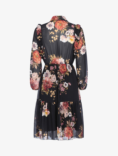 Robe fluide à imprimé floral - Noir - 2