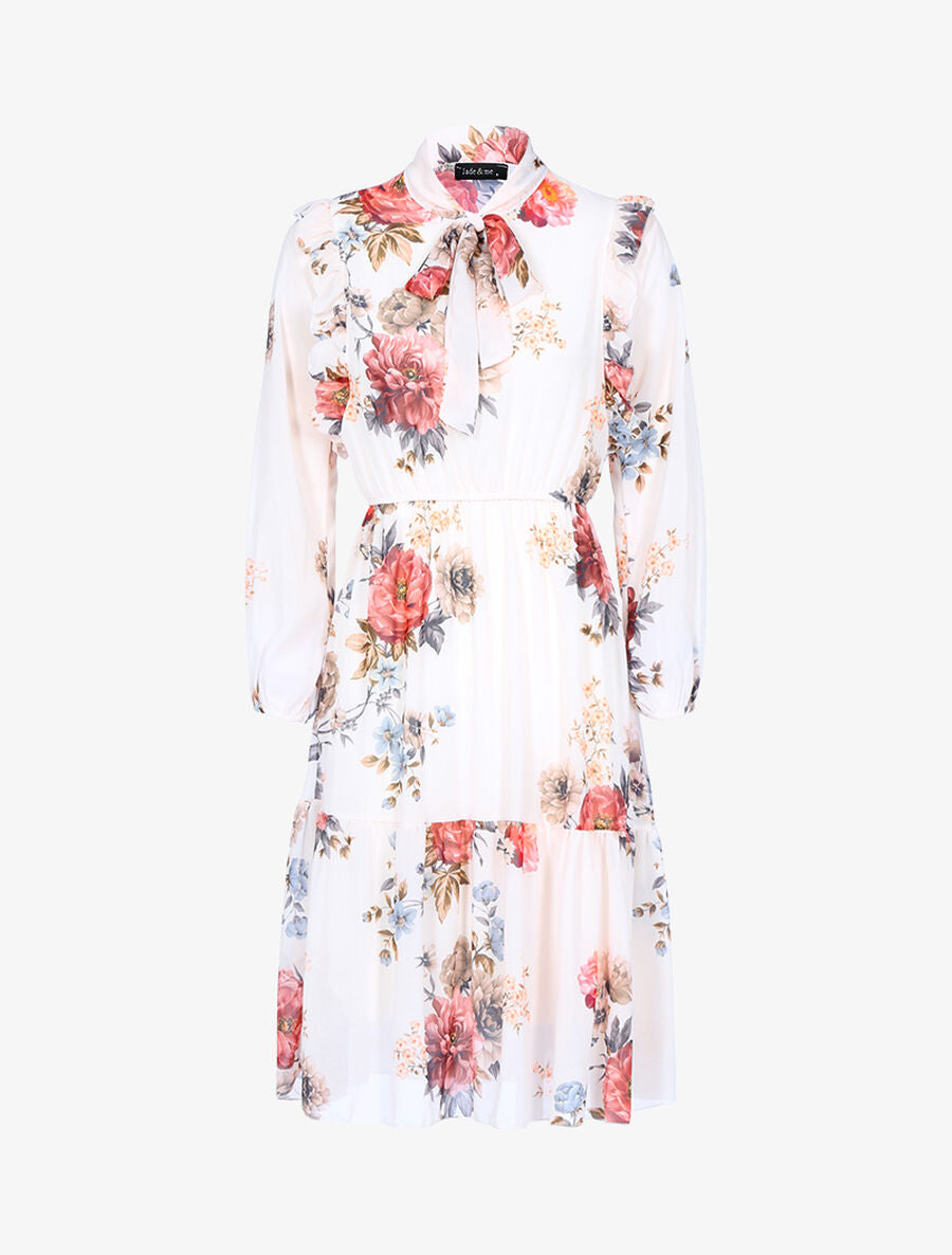 Robe fluide à imprimé floral - Blanc - 1
