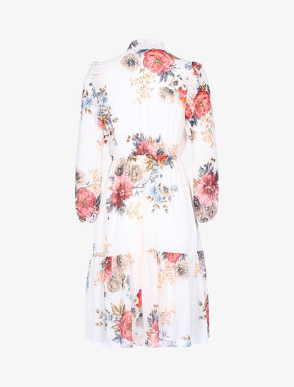 Robe fluide à imprimé floral - Blanc - 2