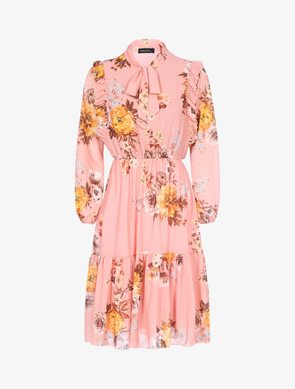 Robe fluide à imprimé floral - Corail - 1