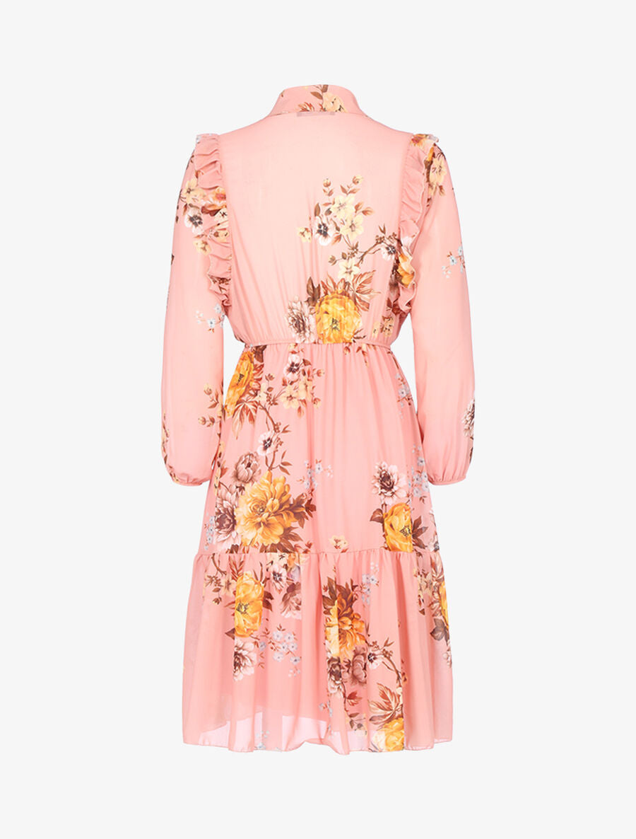 Robe fluide à imprimé floral - Corail - 2