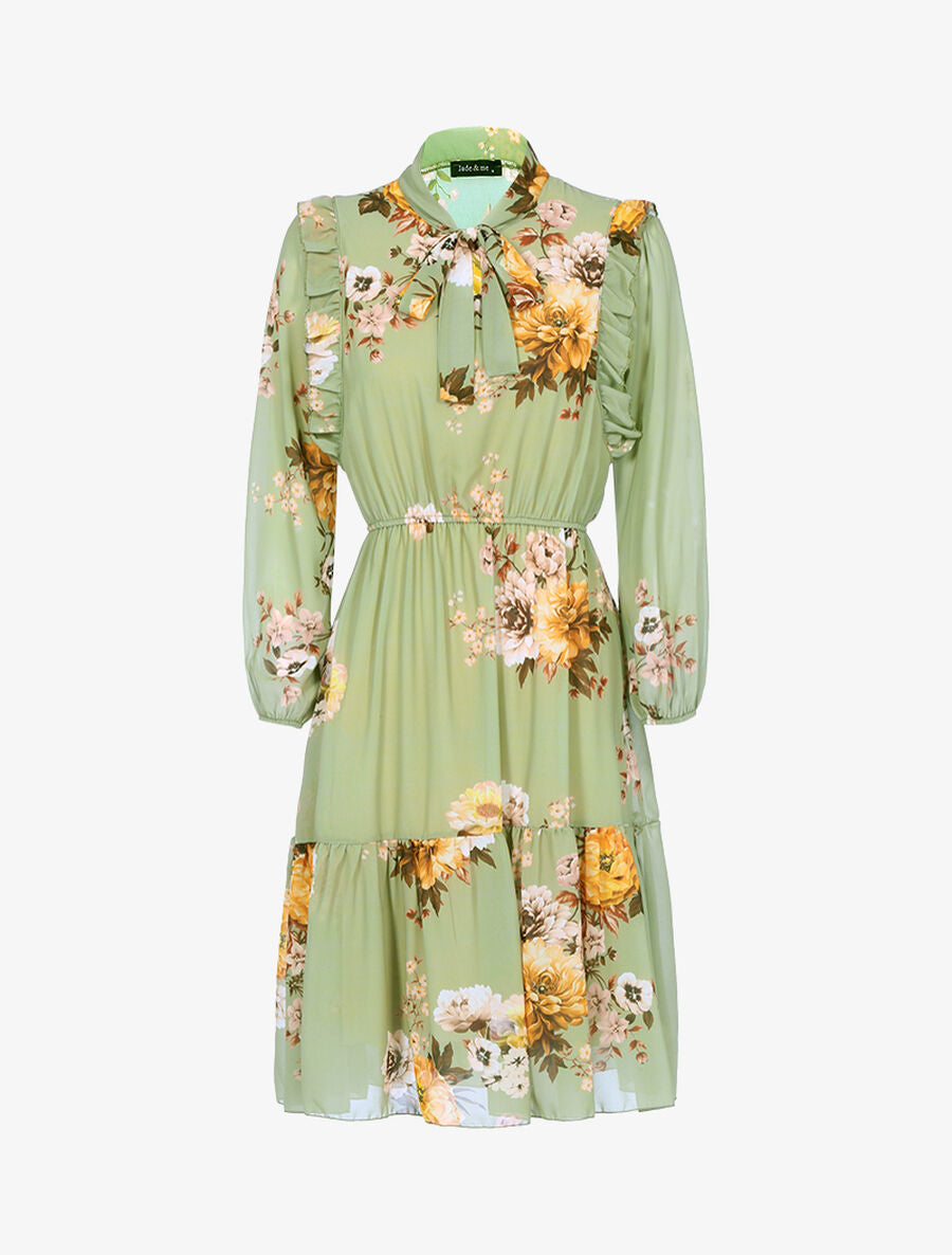 Robe fluide à imprimé floral - Vert - 1
