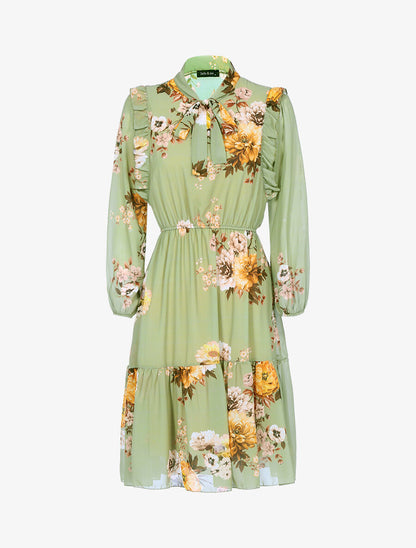 Robe fluide à imprimé floral - Vert - 1