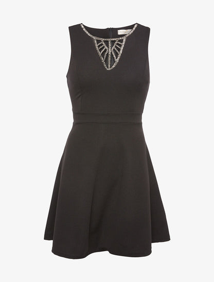 Robe décolleté argenté - Noir - 1