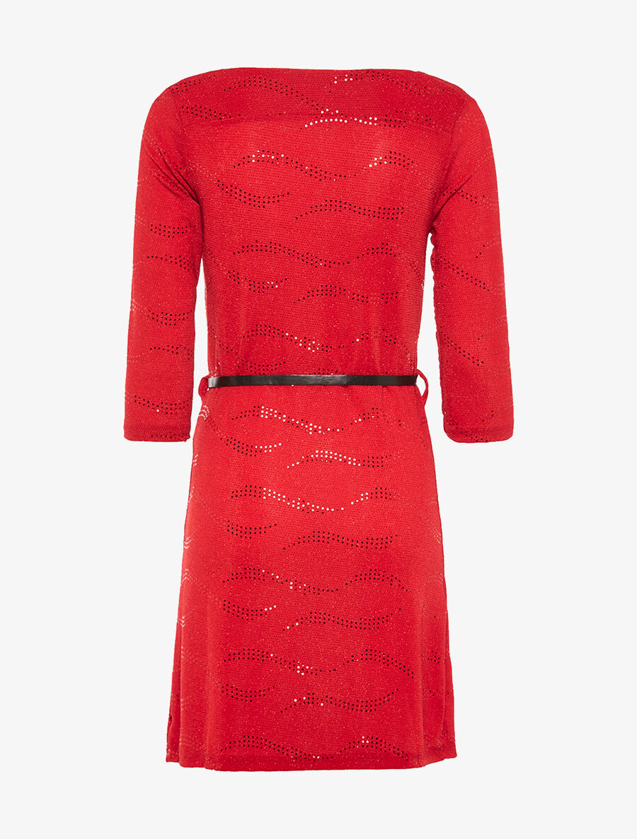 Robe bénitier pailletée - Rouge - 2