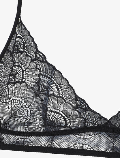 Ensemble soutien-gorge triangle et shorty en dentelle - Noir - 4