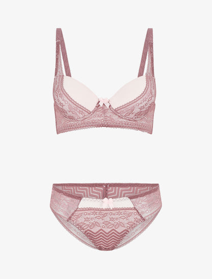 Ensemble push up à dentelle - Rose - 2