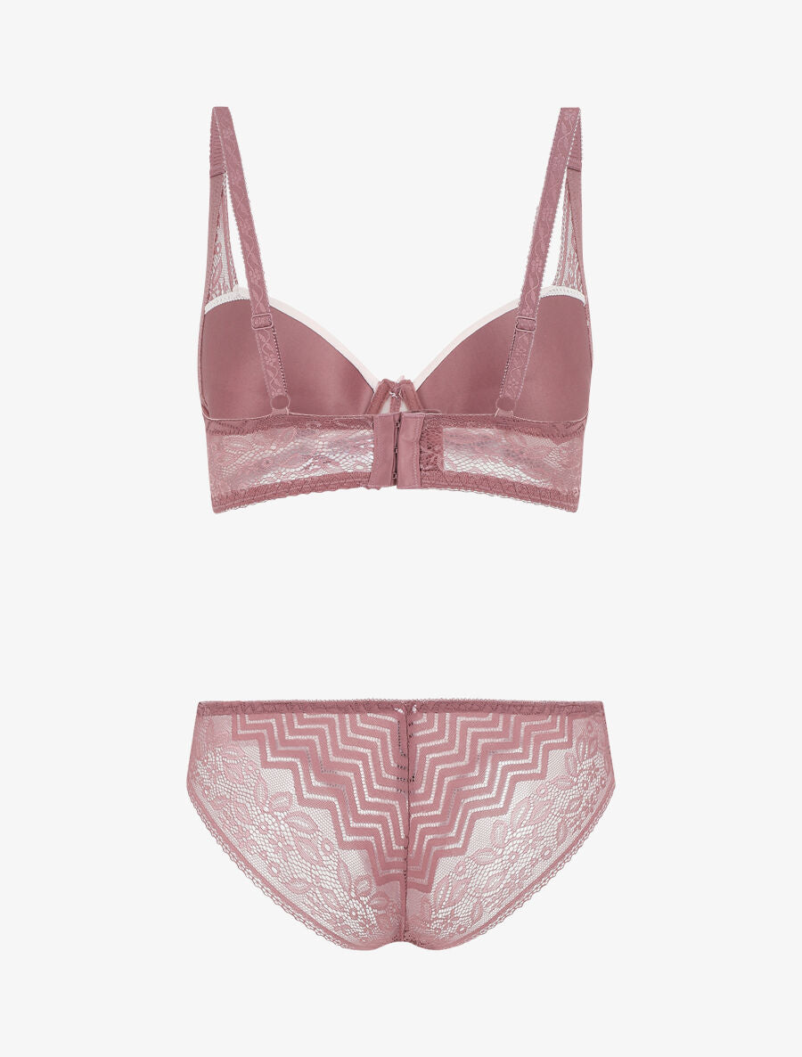 Ensemble push up à dentelle - Rose - 3