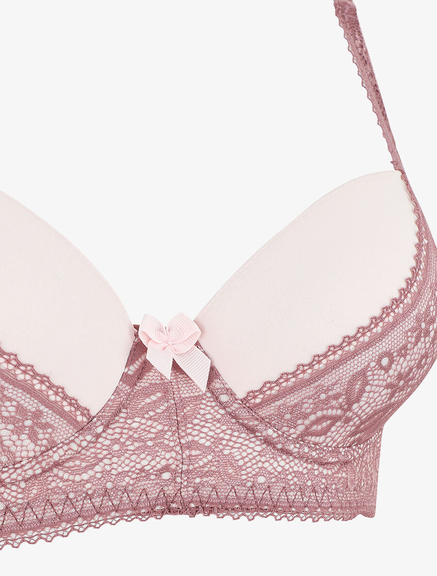 Ensemble push up à dentelle - Rose - 4