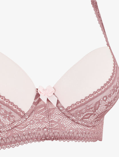 Ensemble push up à dentelle - Rose - 4