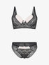 Ensemble push up en dentelle et noeud - Noir - 1