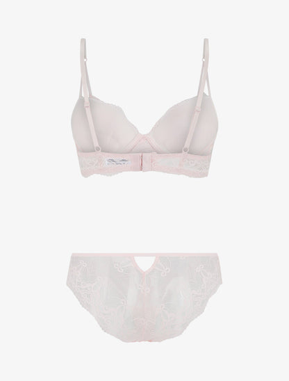 Ensemble push up en dentelle fantaisie - Rose - 3