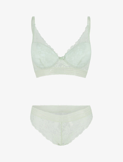 Ensemble emboitant en dentelle motif floral - Vert d&