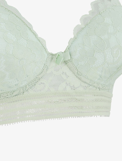 Ensemble emboitant en dentelle motif floral - Vert d&