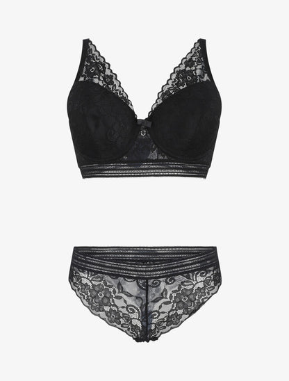 Ensemble push up uni en dentelle - Noir - 1