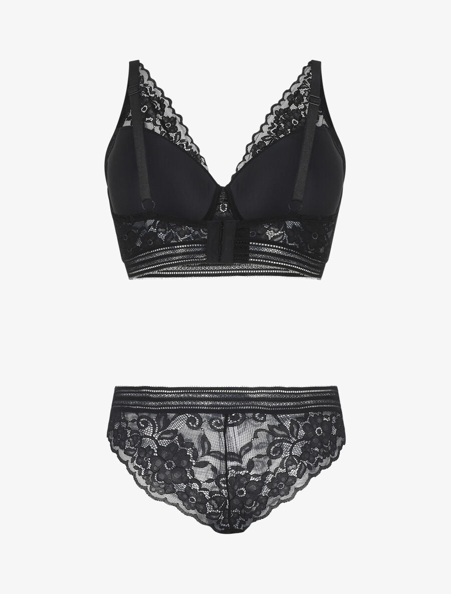 Ensemble push up uni en dentelle - Noir - 2