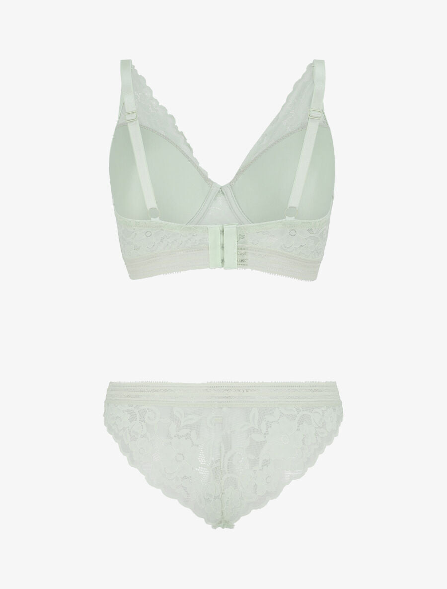 Ensemble push up uni en dentelle - Vert d&