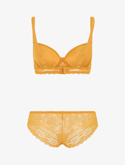 Ensemble lingerie à dentelle - Moutarde - 2