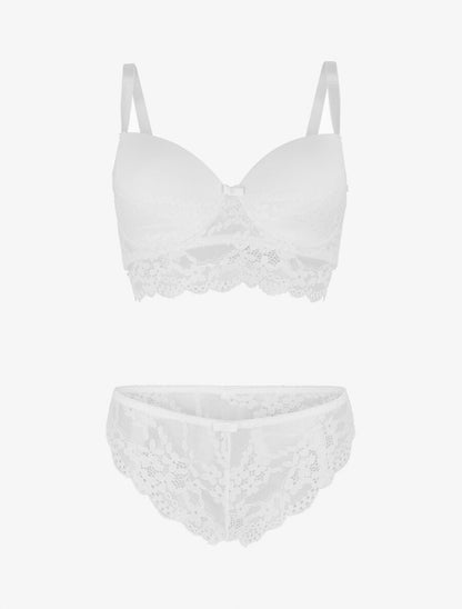 Ensemble push up et bande en dentelle - Blanc - 4