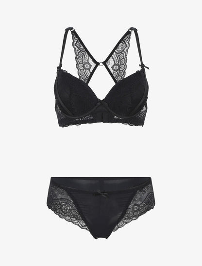 Ensemble push up dos nageur en dentelle - Noir - 4