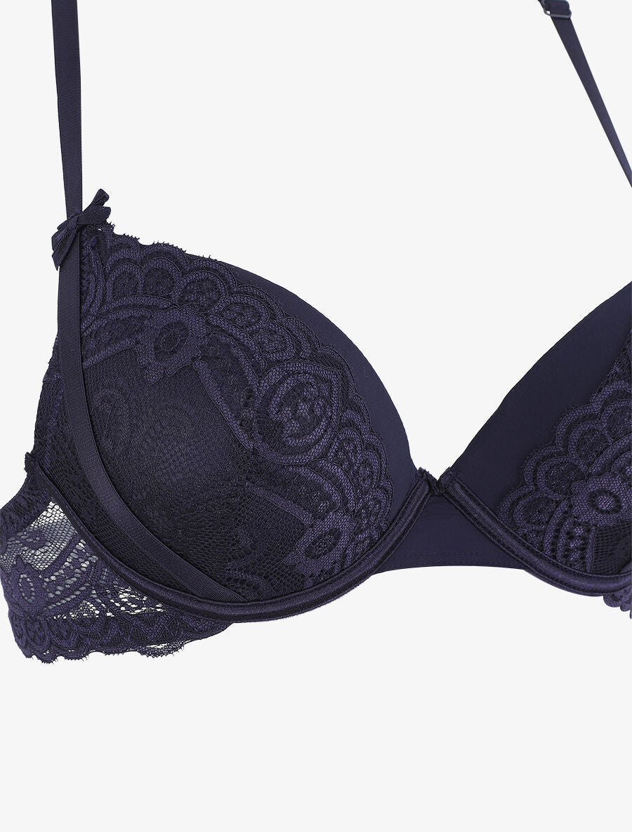 Ensemble push up dos nageur en dentelle - Marine - 3