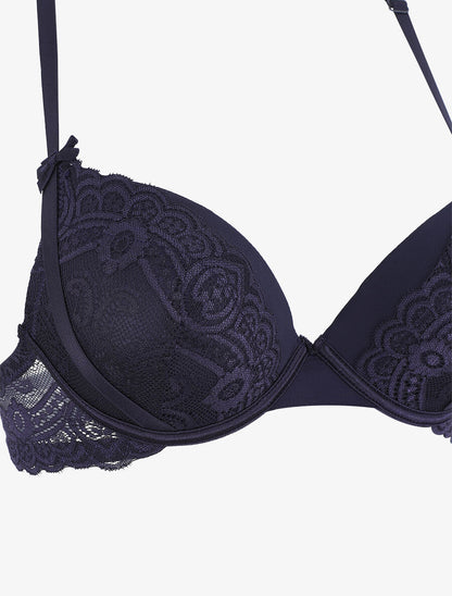 Ensemble push up dos nageur en dentelle - Marine - 3