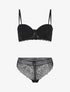 Ensemble push up et tanga en dentelle - Noir - 1