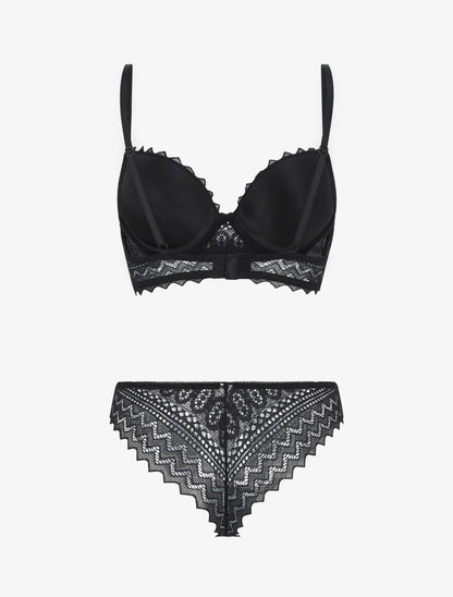 Ensemble push up bande en dentelle - Noir - 3