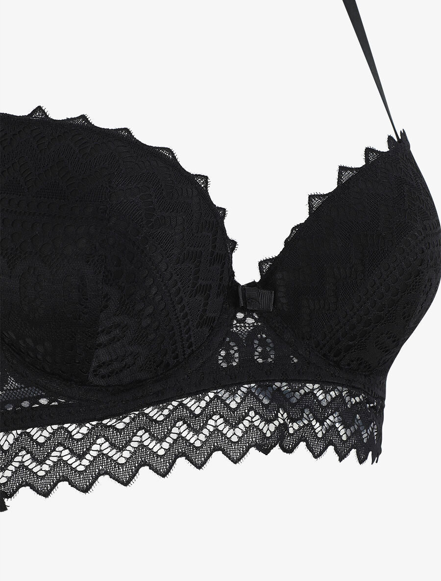 Ensemble push up bande en dentelle - Noir - 4