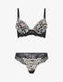 Ensemble push up bande en dentelle à motif fleurs - Or - 1