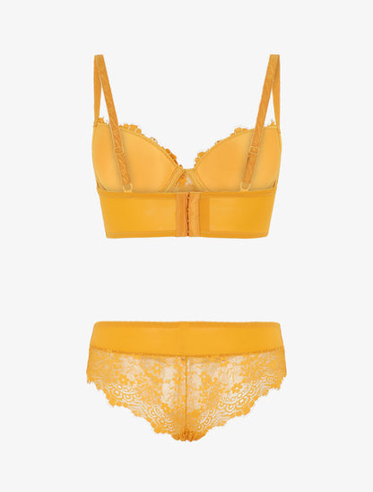 Ensemble lingerie en dentelle - Moutarde - 3