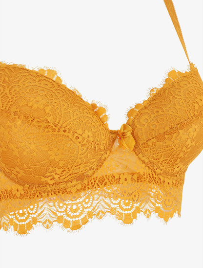 Ensemble lingerie en dentelle - Moutarde - 4