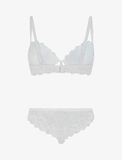 Ensemble soutien-gorge push up et shorty en dentelle - Blanc - 3